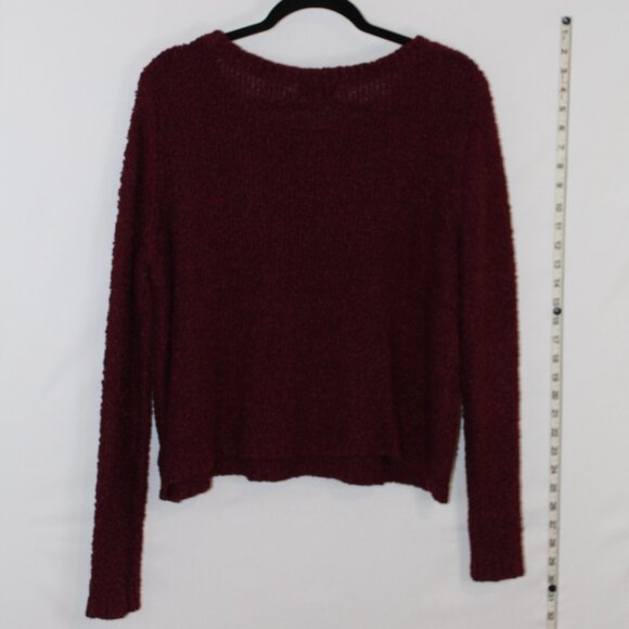 Arizona Jean burgundy long-sleeved textured knit crewneck sweater 1X Junior Plus - Picture 4 of 7